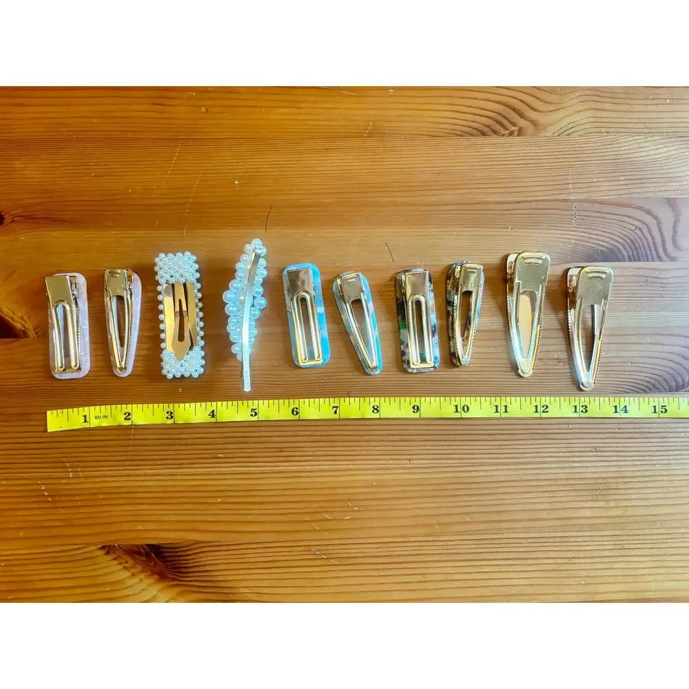 Lot of 10 Hair Clips Marbled Plastic Faux Pearl Alligator Clips Bobby Pins